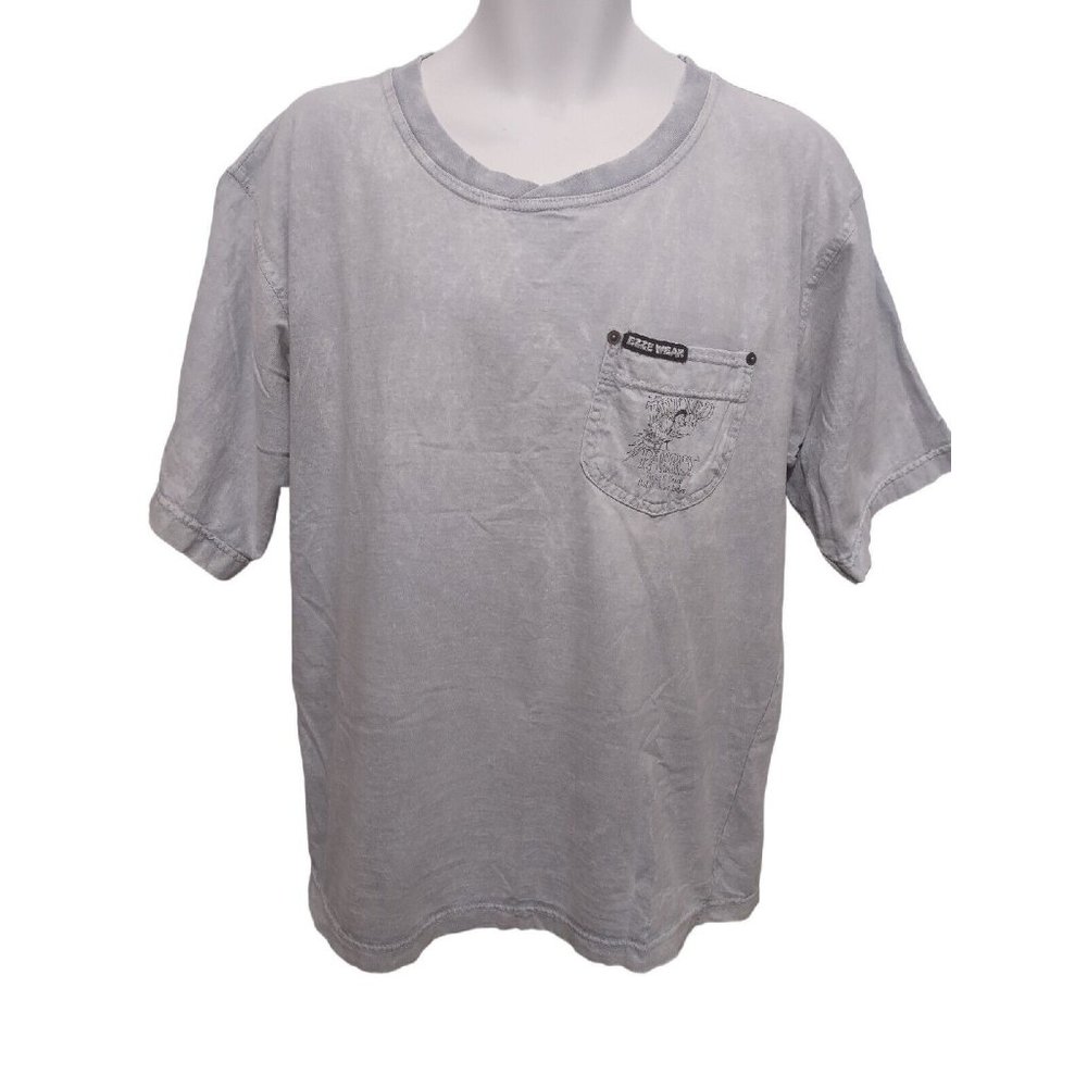 Ezze Wear Vintage 80s Distressed Look T Shirt Tattooed Parrot on Pocket Large
